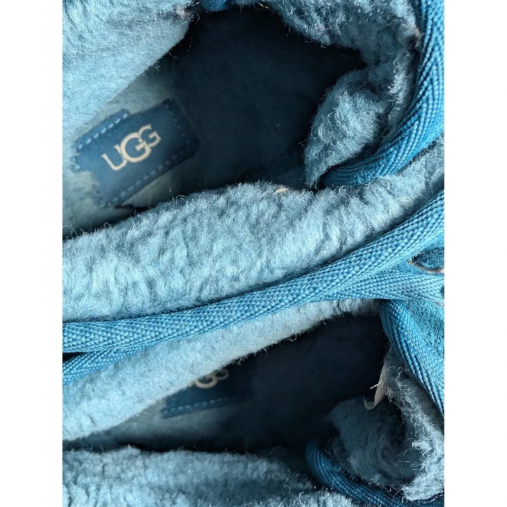 UGG Neumel Chukka Boots Men's US 12 Blue Teal Suede Sheepskin Lace Up EU 45